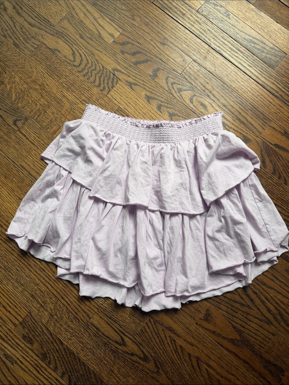 LoveShackFancy Lavender Tiered Ruffle Mini Skirt